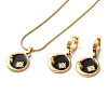 Moon & Flower Golden 304 Stainless Steel Jewelry Set with Enamel SJEW-H306-02G-02-2