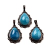 Natural Banded Agate Teardrop Pendants G-K363-01R-10-1