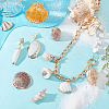 12Pcs 12 Styles Electroplated Natural Shell Pendants BSHE-PH0001-56-2