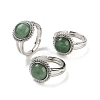 Natural Green Aventurine Round Adjustable Rings RJEW-K271-02P-05-1