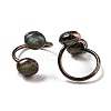 Oval Shape Natural Labradorite Open Cuff Rings RJEW-M157-16R-2