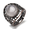 Natural Quartz Crystal Oval Adjustable Rings RJEW-K271-06R-21-2