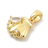 Rack Plating Leaf Brass Clear Cubic Zirconia Pendants KK-S407-13G-G-2