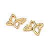 Brass Micro Pave Clear Cubic Zirconia Butterfly Connector Charms KK-H515-19G-2