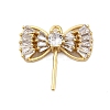Brass Micro Pave Clear Cubic Zirconia European Dangle Charms Bails KK-P289-07G-1