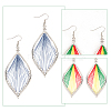 ANATTASOUL 3 Pair 3 Color Bohemia Woven Leaf Dangle Earrings EJEW-AN0001-14-3
