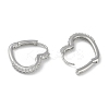 Clear Cubic Zirconia Heart Hoop Earrings EJEW-L292-010P-2