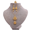 Teardrop Brass Pendant Necklace & Hoop Earrings & Finger Ring for Women FS-WGC4231-01-5
