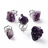 Natural Amethyst Nuggets Cuff Ring RJEW-G271-01P-02-1