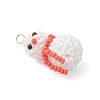 Glass Seed Beaded Snowman Pendants PALLOY-MZ01007-05-3
