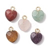 Natural Tiger Eye & Red Rainbow Jasper & Green Aventurine & Rose Quartz & Amethyst Faceted Heart Charms PALLOY-JF04863-1