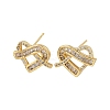 Brass Micro Pave Cubic Zirconia Stud Earrings for Women EJEW-K312-01G-4