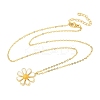 Brass White Enamel Flower Pendant Necklaces for Women NJEW-S449-07G-4