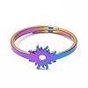 Ion Plating(IP) 304 Stainless Steel Flower Adjustable Ring for Women RJEW-M149-03RC-1