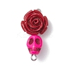 5Pcs 5 Colors Synthetic Coral & Turquoise Dyed Flower Skull Connector Charms PALLOY-JF02783-3