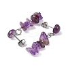 Natural Amethyst Dangle Stud Earrings EJEW-JE06371-06-3