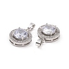 Brass Micro Pave Clear Cubic Zirconia Pendants KK-E068-VC440-3