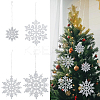36Pcs Glitter Christmas Snowflake Plastic Hanging Ornaments HJEW-GF0001-64A-1