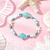 3Pcs Synthetic Turquoise & Porcelain & Dyed Natural Howlite Beads Stretch Bracelets for Women X-BJEW-JB11793-4