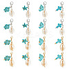 16Pcs 8 Styles Natural Shell Pendant Decorations HJEW-GO00214-1