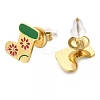 Ion Plating(IP) 304 Stainless Steel Enamel Stud Earrings EJEW-I316-03G-11-2