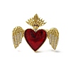 Sacred Heart with Wing Brass Micro Pave Cubic Zirconia Cuff Rings RJEW-H236-01G-03-2