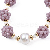 Natural Pearl & Glass Braided Slider Bracelet BJEW-N018-01-5