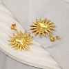 Sun with Heart 304 Stainless Steel Dangle Stud Earrings EJEW-K323-01G-2