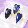 Heart Natural Lapis Lazuli Finger Rings RJEW-M076-03G-08-1
