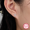 Anti-Tarnish Rhodium Plated 925 Sterling Silver Micro Pave Cubic Zirconia Flower Stud Earrings LS-CX0038-1-3