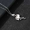 304 Stainless Steel Flamingo Shaped Pendant Cable Chain Necklaces for Women Men NJEW-Q032-02A-P-2