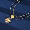 304 Stainless Steel & Plastic Colorful Heart Pendant Double Layer Necklaces for Women NJEW-U032-11G-3