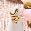 304 Stainless Steel Snake Open Cuff Rings for Women RJEW-Z077-01G-09-2