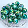 Christmas Theme UV Plating Acrylic Round Beads OACR-ZX006-32A-02-1