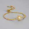 Brass Micro Pave Clear Cubic Zirconia Box Chain Slider Bracelets WG19F23-01-2
