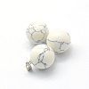 Round Natural Howlite Pendants G-Q434-13-2
