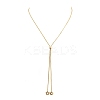 Adjustable 304 Stainless Steel Crystal Rhinestone Flower Round Snake Chain Lariat Necklaces for Women SA-D001-02G-4