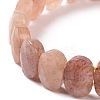 Natural Strawberry Quartz Oval Beaded Stretch Bracelet G-E010-01M-3