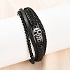 Microfiber Leather & Glass Multi-strand Bracelets for Men Women BJEW-H631-04B-AS-1