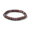 7Pcs 7 Color Dyed Natural Lava Rock & Coconut Disc Beaded Stretch Bracelets Set BJEW-JB09827-3