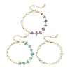 3Pcs Natural Amethyst & Rose Quartz & Synthetic Turquoise Chip Beads Link Bracelets BJEW-JB12530-2