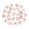 25Pcs Rectangle Natural Rose Quartz Rune Stones with Elder Futhark Alphabet Engraved G-T142-37-1