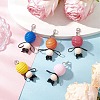 Bee Wood & ABS Plastic Imitation Pearl Beads Pendant Decorations HJEW-JM03219-1