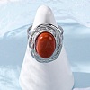 Oval Natural Red Jasper Finger Rings RJEW-M063-01P-12-2