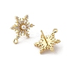 Brass Micro Pave Cubic Zirconia Stud Earring Findings KK-K371-34G-2