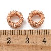 Brass Micro Pave Clear Cubic Zirconia Rondelle European Beads KK-U030-05RG-2