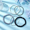 5Pcs 5 Styles Faceted Round Glass Beaded Stretch Bracelet Sets BJEW-JB10423-03-2