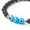7Pcs 7 Color Natural Lava Rock & Lampwork Evil Eye Braided Bead Bracelets Set BJEW-JB08865-5