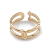 Ion Plating(IP) 304 Stainless Steel Hollow Out Oval Wrap Open Cuff Rings for Women RJEW-G285-51G-2