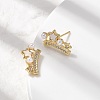 Brass Micro Pave Clear Cubic Zirconia Crown Stud Earrings EJEW-K318-02G-3